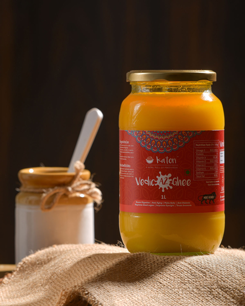 Katori Traditional Hand Churned Bilona A2 Vedic Ghee | Glass Bottle