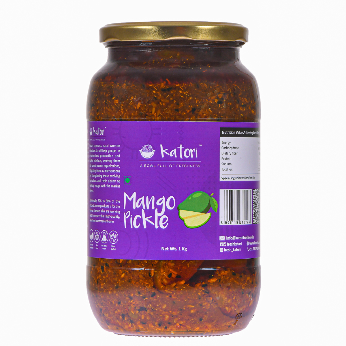 Katori Handcrafted  Mango Pickle | Glass Jars - 1kg