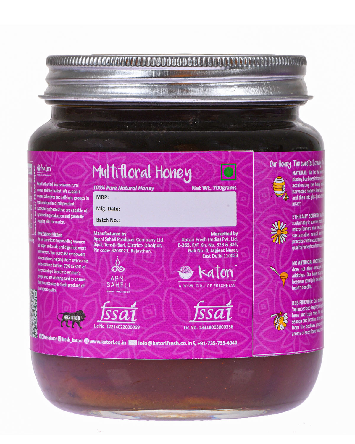 Katori Natural  Multiflora Honey | Glass Bottle