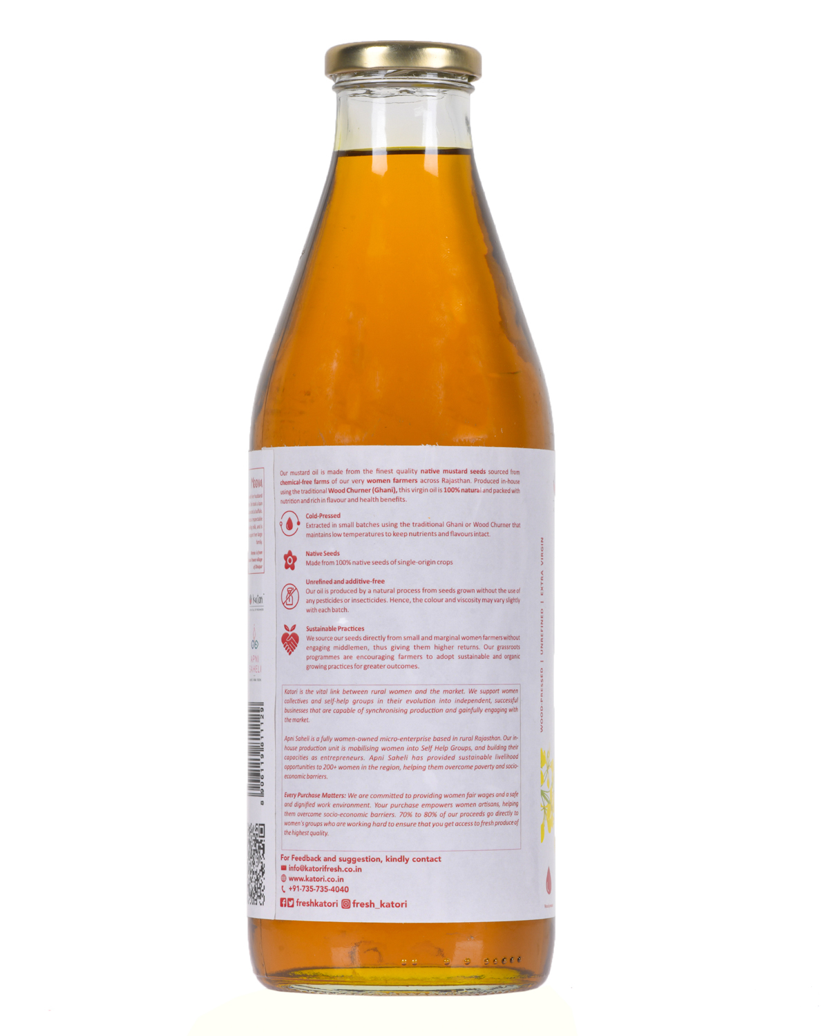 Katori Wood Pressed Mustard Oil | Glass Bottle